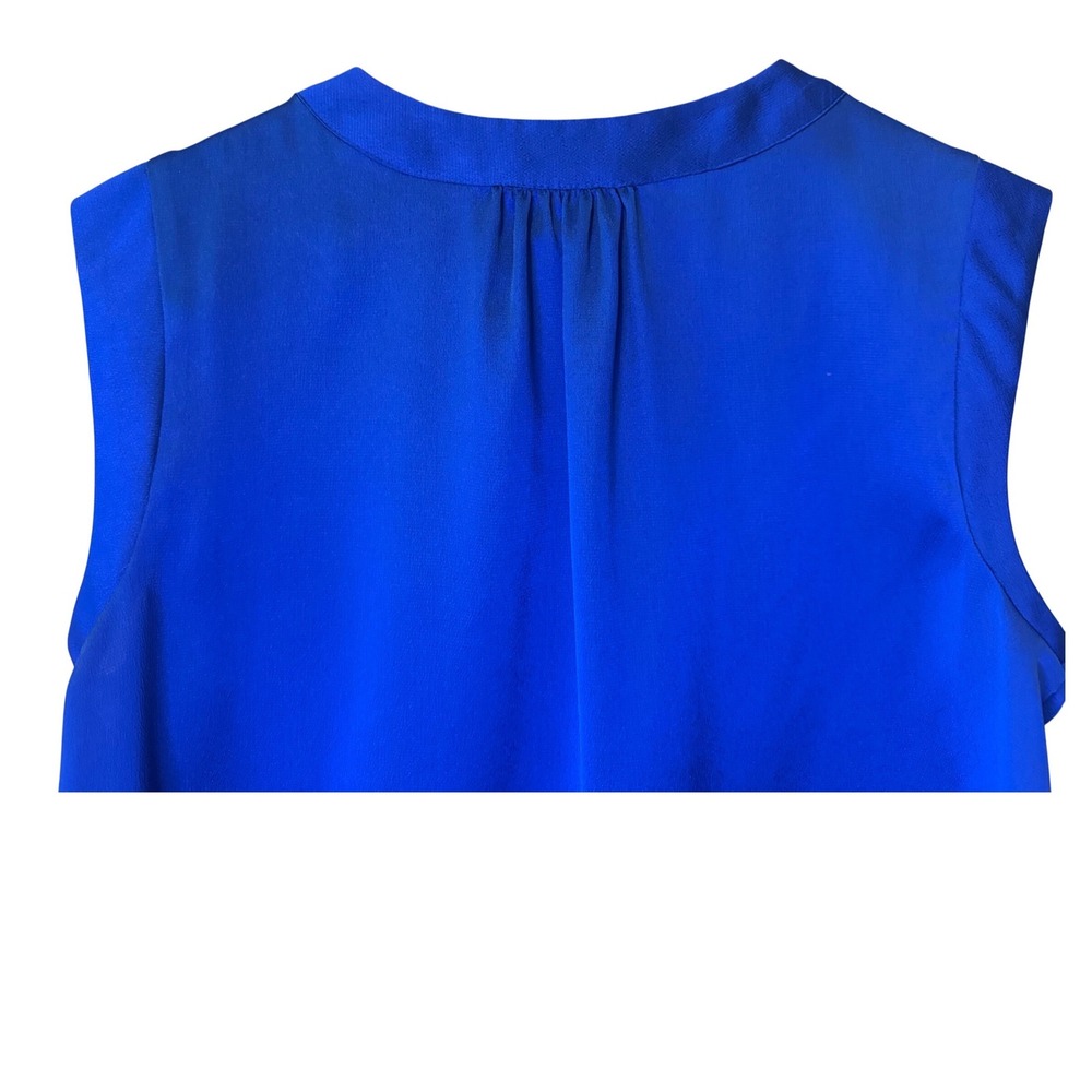 Liz Claiborne Career Womens Blue Sleeveless Pleated Blouse L - Picture 6 of 9